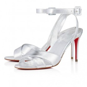 Christian Louboutin Μαρίζα 85 Mm Σανδάλια Δέρμα Ασημένια Christian Louboutin Παπούτσια