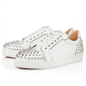 Christian Louboutin Παπούτσι Vieira 2 Επίπεδη Bianco/ασημένια Γάμπα