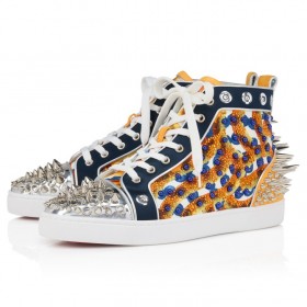 Christian Louboutin Louis No Limit Gaagal High-Top Sneakers Gaagal Crepe Satin Magma